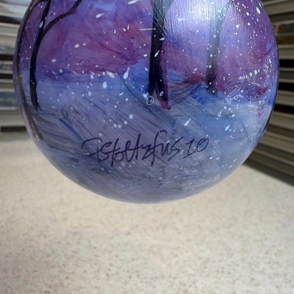 Freiman Stoltzfus Hand Painted Snowman Glass Christmas Ornament Signed 2010 Box